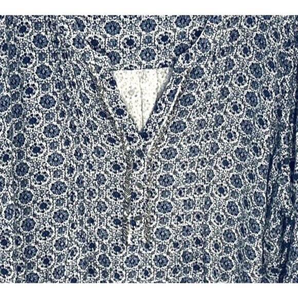 Beaded Embellished Blouse Top‎ Womens 3X Rayon Boho Flowy Floral Long V-Neck - Picture 4 of 11